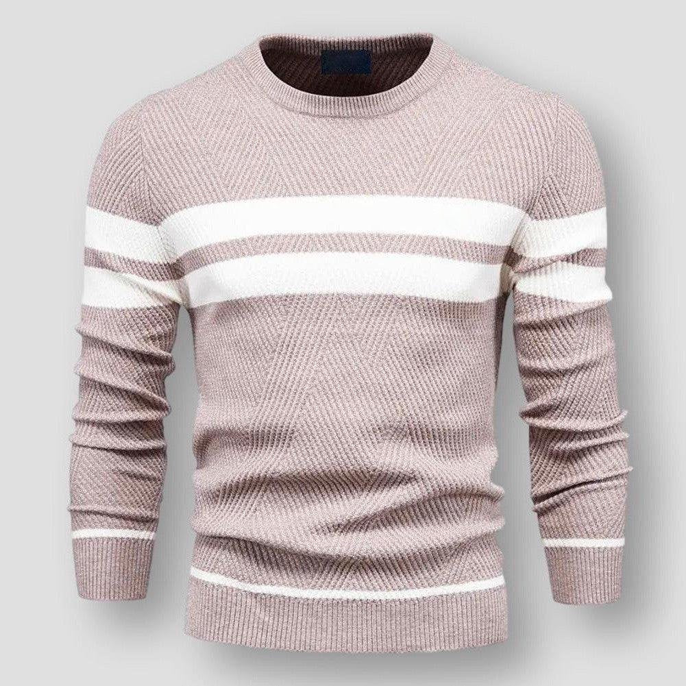 Levoire | Pull à rayures à col rond à manches longues Beige