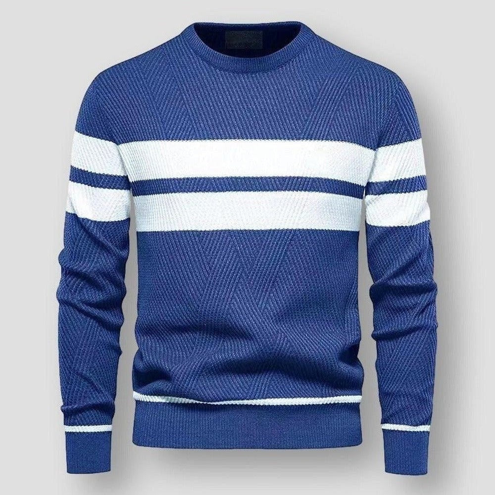 Levoire | Pull À Col Rond Rayé À Manches Longues Bleu