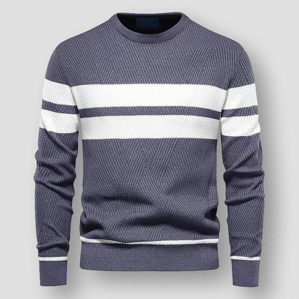 Levoire | Pull à rayures à col rond à manches longues Gris