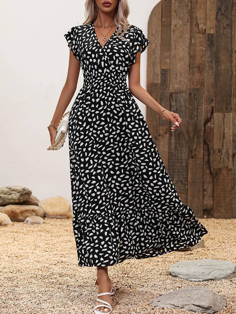 Levoire | Robe En A Avec Impression Intégrale Noir