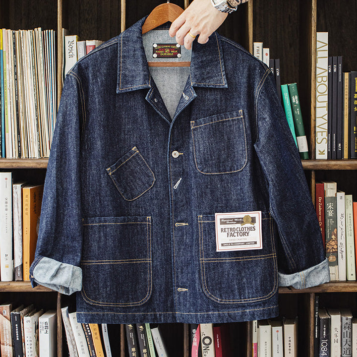 Levoire | Veste De Travail En Denim Rétro Avec Poches Fonctionnelles