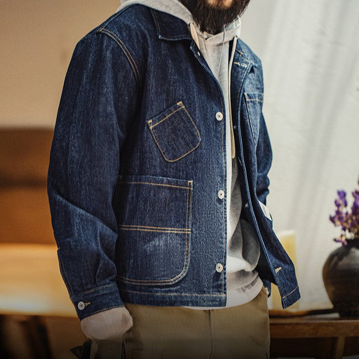 Levoire | Veste De Travail En Denim Rétro Avec Poches Fonctionnelles