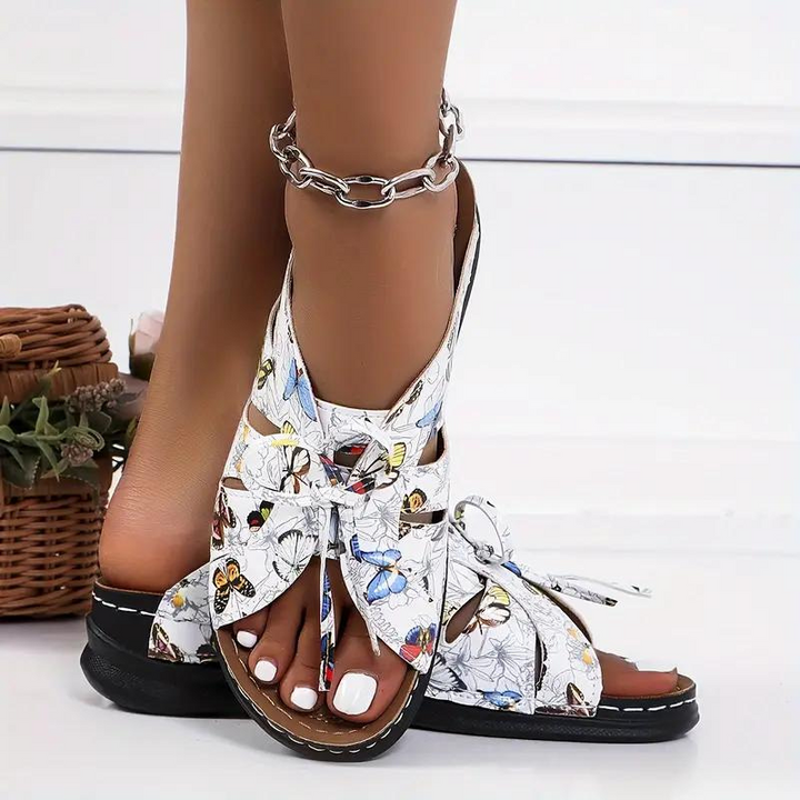 Levoire | Chaussures Orthopédiques À Talons Compensés À Enfiler Sandales D'Été Papillon Blanc