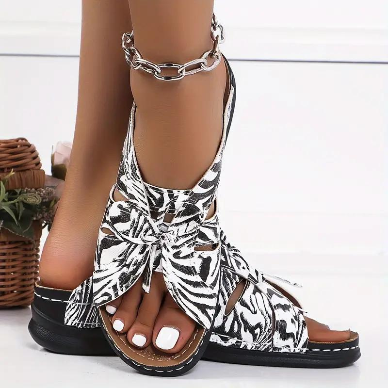 Levoire | Chaussures Orthopédiques À Talons Compensés À Enfiler Sandales D'Été Zèbre Blanc