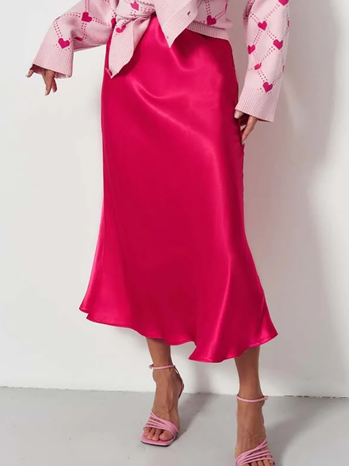 Levoire | La élégante jupe midi en satin Rosenrot