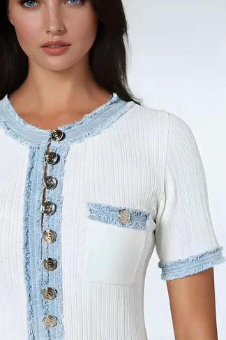 Levoire | Robe Midi En Tricot Et En Denim