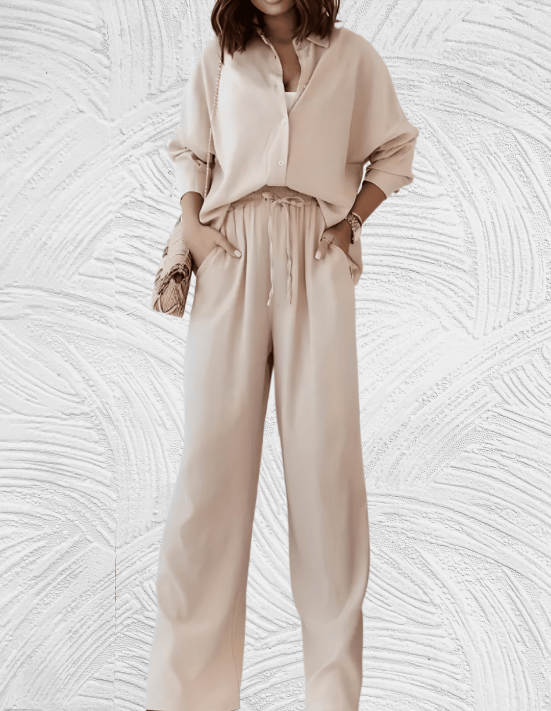 Levoire | Ensemble 2 Pièces, Comprenant Une Chemise Ample Et Un Pantalon Large Abricot