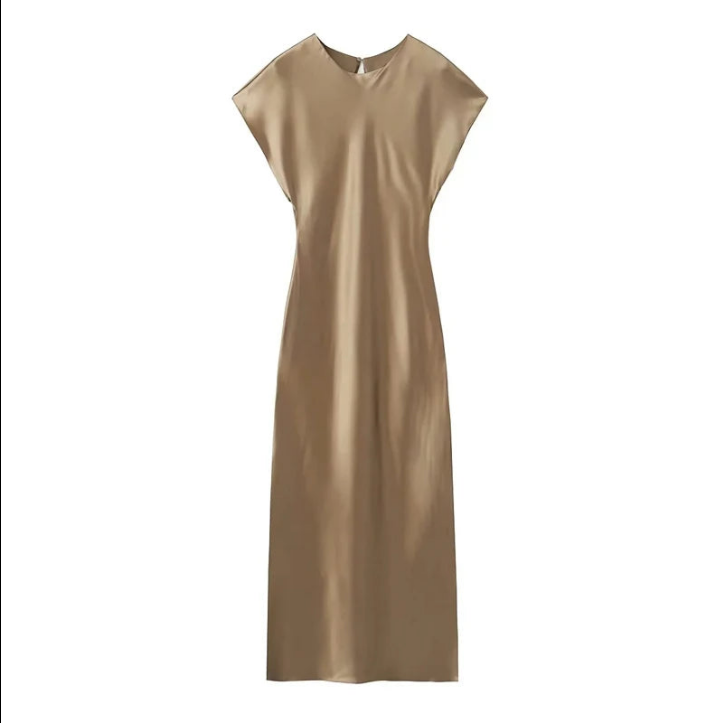 Levoire | Robe Midijupe En Satin Élégante Braun