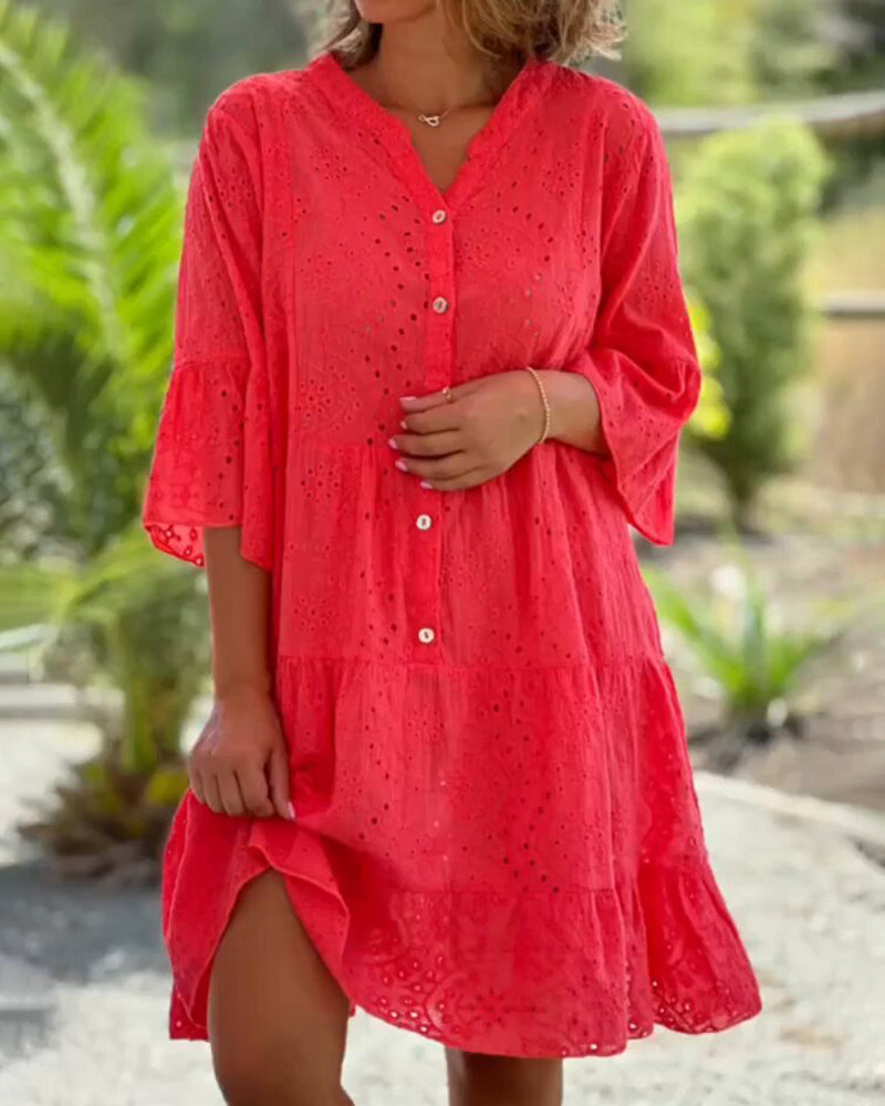 Levoire | Robe d'été fluide pour femme - Rouge Rouge