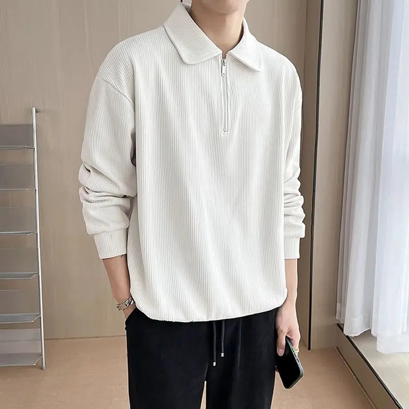 Levoire | Pull Décontracté Pour Hommes Avec Fermeture Éclair Pour Un Usage Quotidien Blanc
