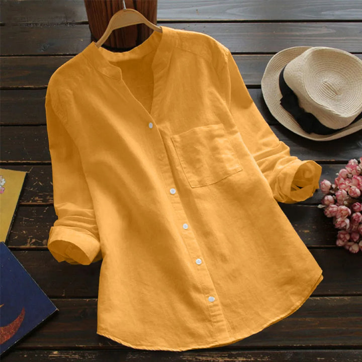 Levoire | Chemise En Lin Élégante À Manches Longues Jaune