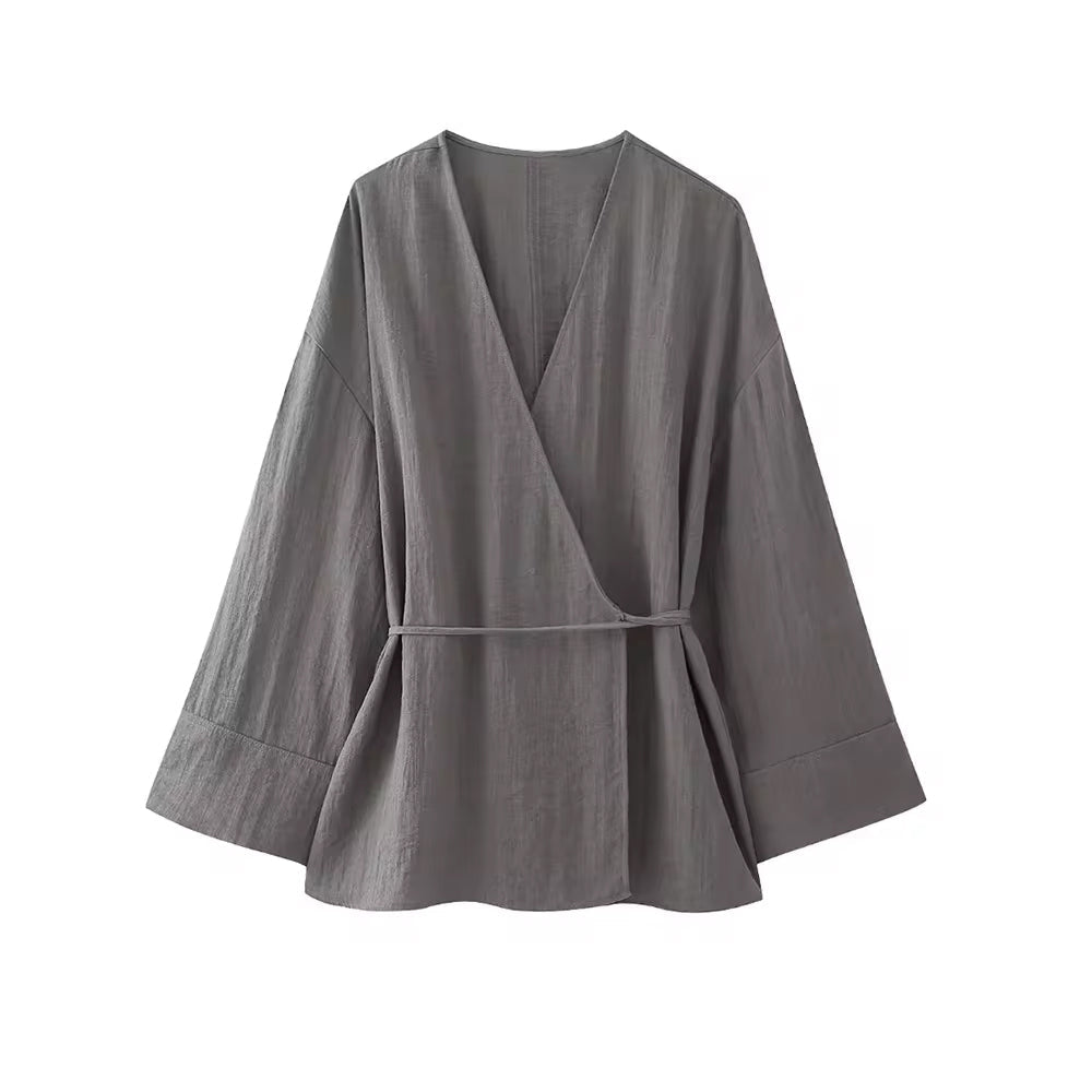 Levoire | Blouse Élégante À Manches Longues Gris