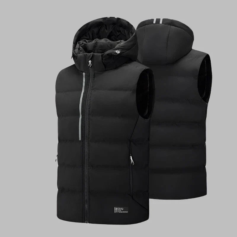 Levoire | Gilet Rembourré Intermédiaire Avec Capuche Pour Hommes Noir