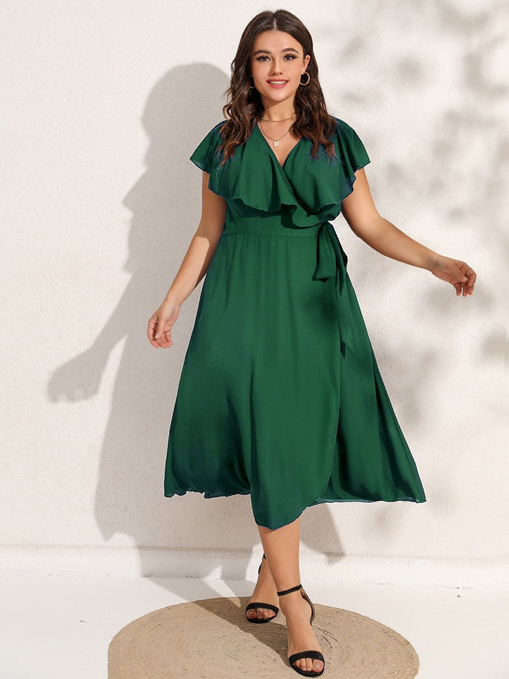 Levoire | Robe Enroulée À Manches Courtes Et Décolleté En V (Taille Plus) Vert