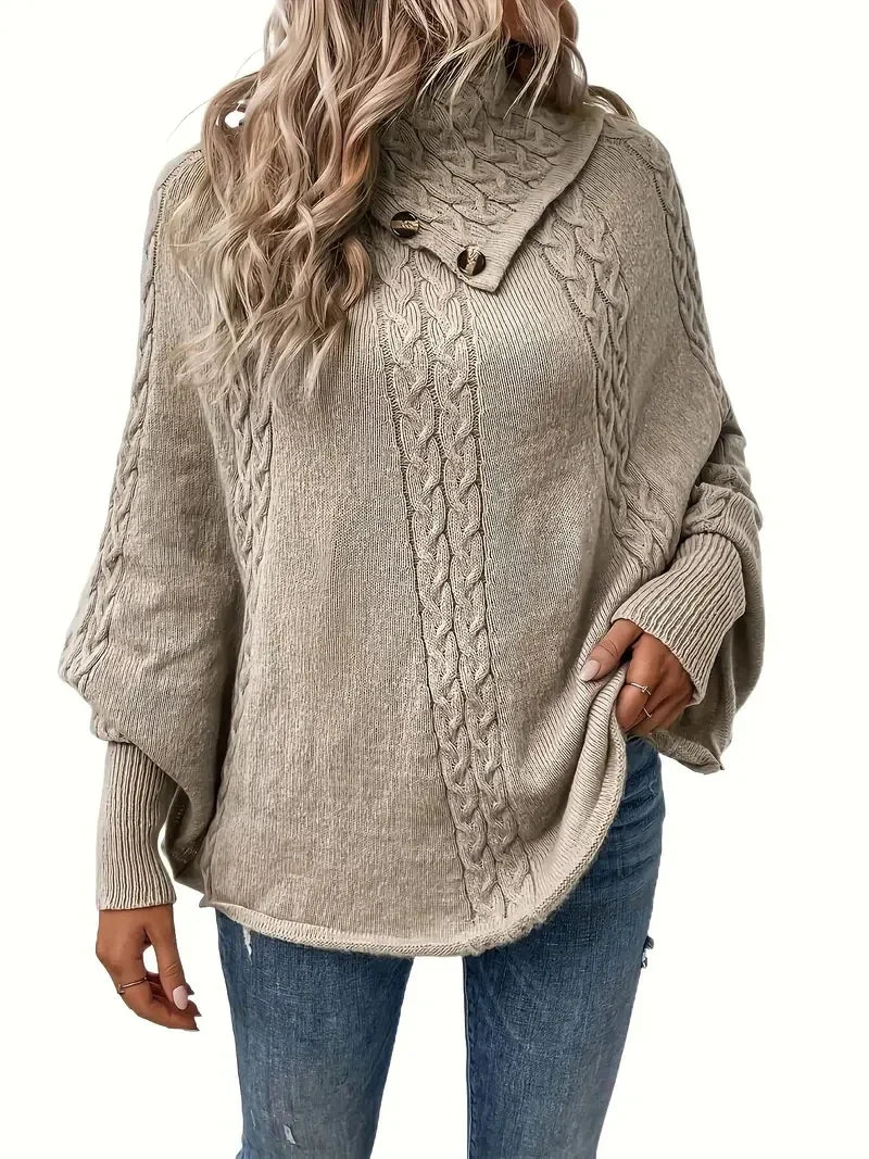 Levoire | Pull Col Haut Manches Chauve-Souris Poncho