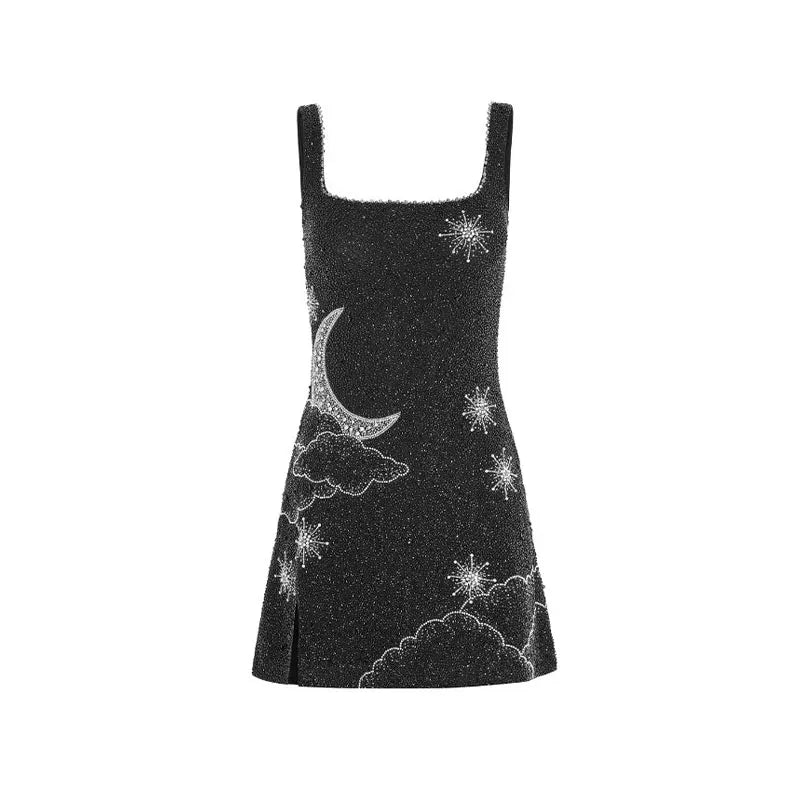 Levoire | Robe Soirée Mini Sans Bretelles Sequins Célestes