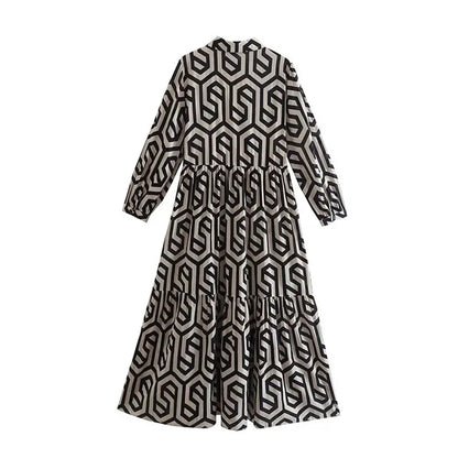 Levoire | Femme Robe à manches longues à motifs géométriques