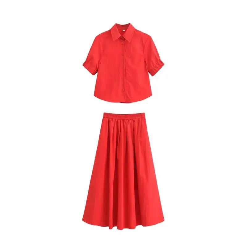 Levoire | Polo Chic Et Jupe Plissée Rot