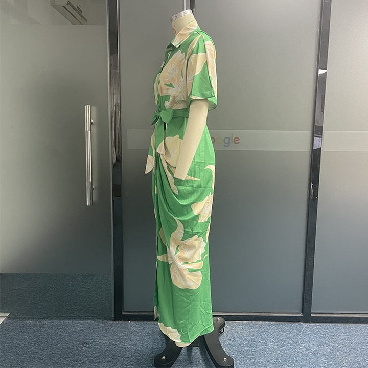 Levoire | Imprimé Flora Robe Longue À Col Court