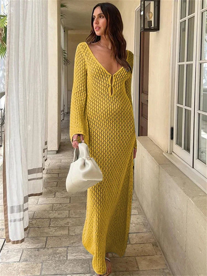 Levoire | Tossy Blanc Tricoté Maxi Robe Femme