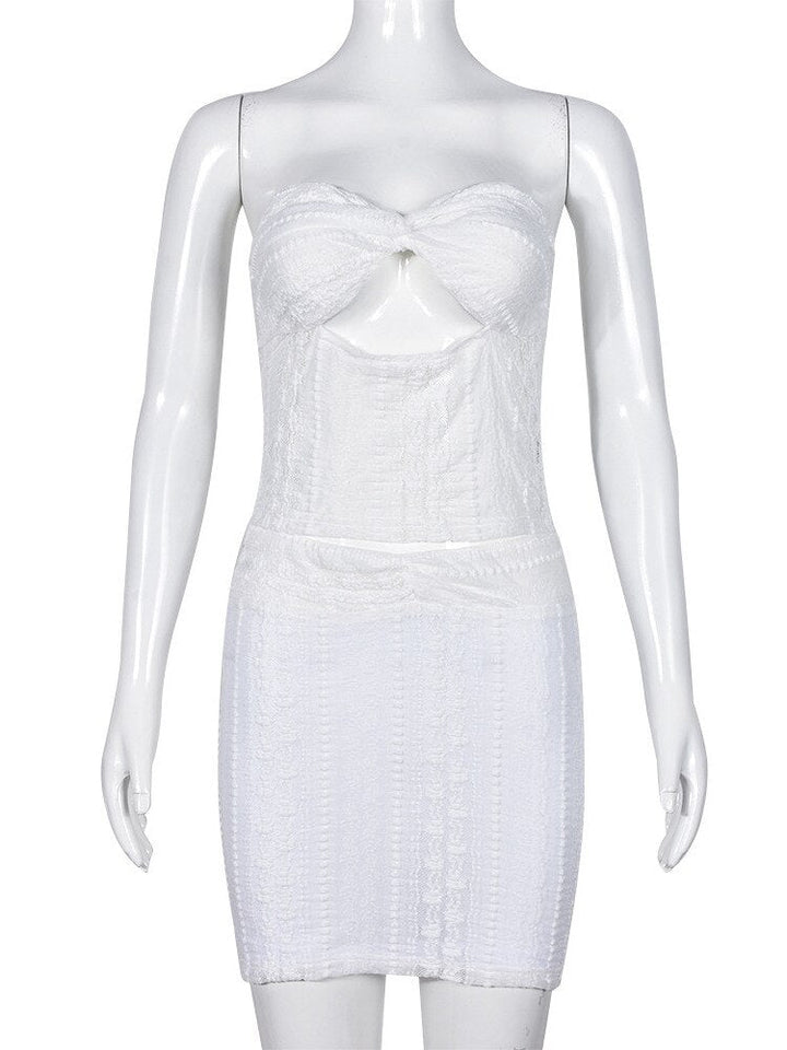 Levoire | Spiss-Hollow-Sans Bretelles Crop Top & Minijupe Ensemble