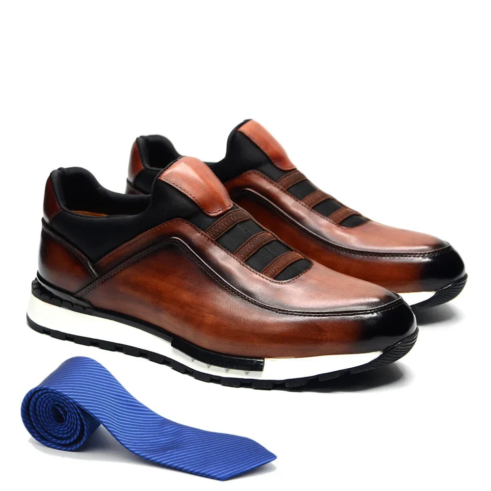 Levoire | Baskets Pour Hommes Cuir De Vache Fait Main Confort Decontracte Brun