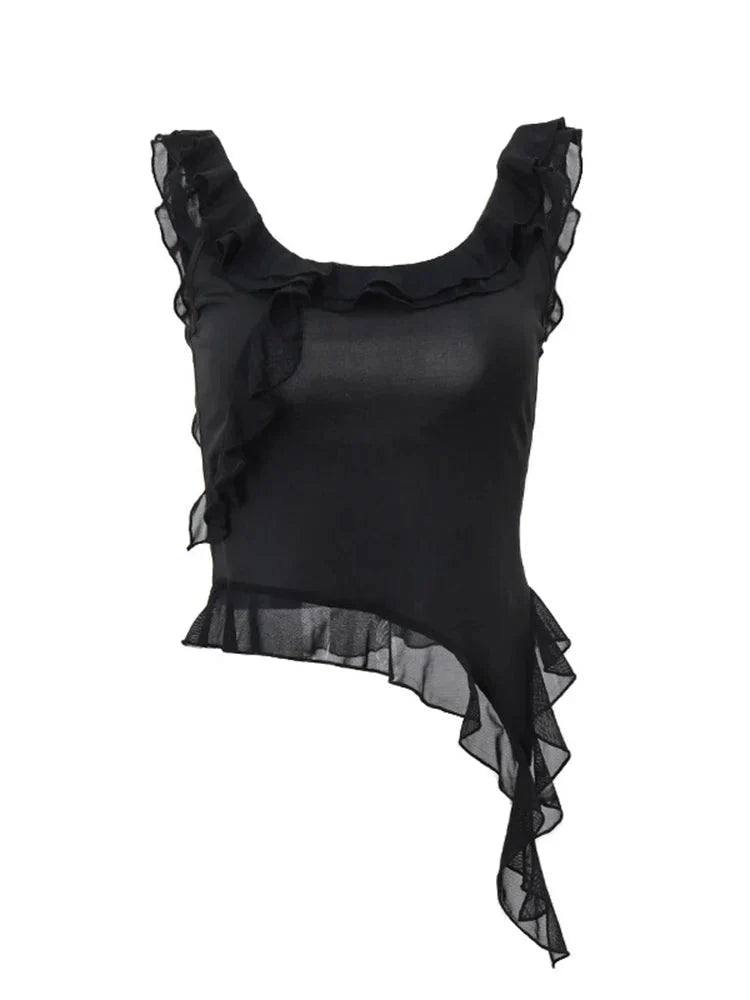 Levoire | Haut Top Noir Chic Avec Fronces