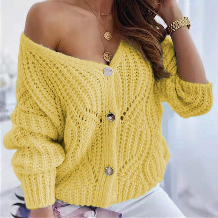 Levoire | Pull Élégant, Doux, Sans Épaules En Grande Taille Avec Des Boutons Jaune
