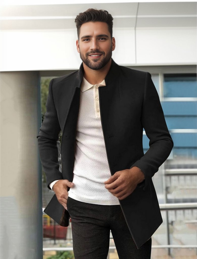Levoire | Veste Longue Pour Hommes Luxueuse Noir