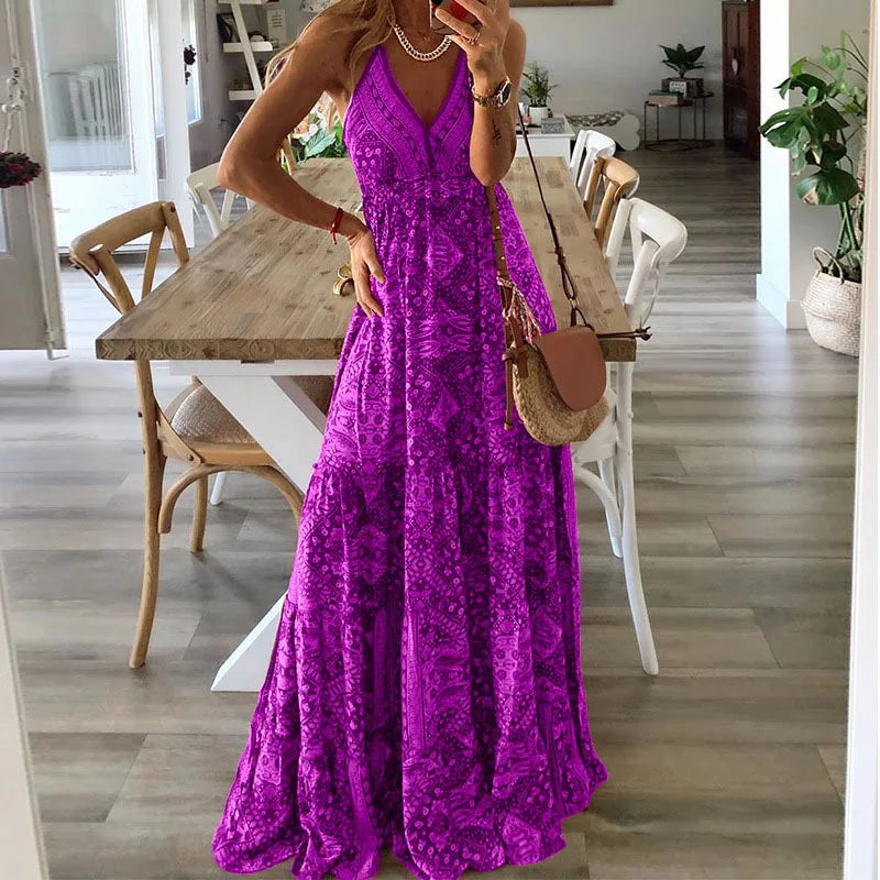 Levoire | Robe Maxi À Imprimé Boho Lilas