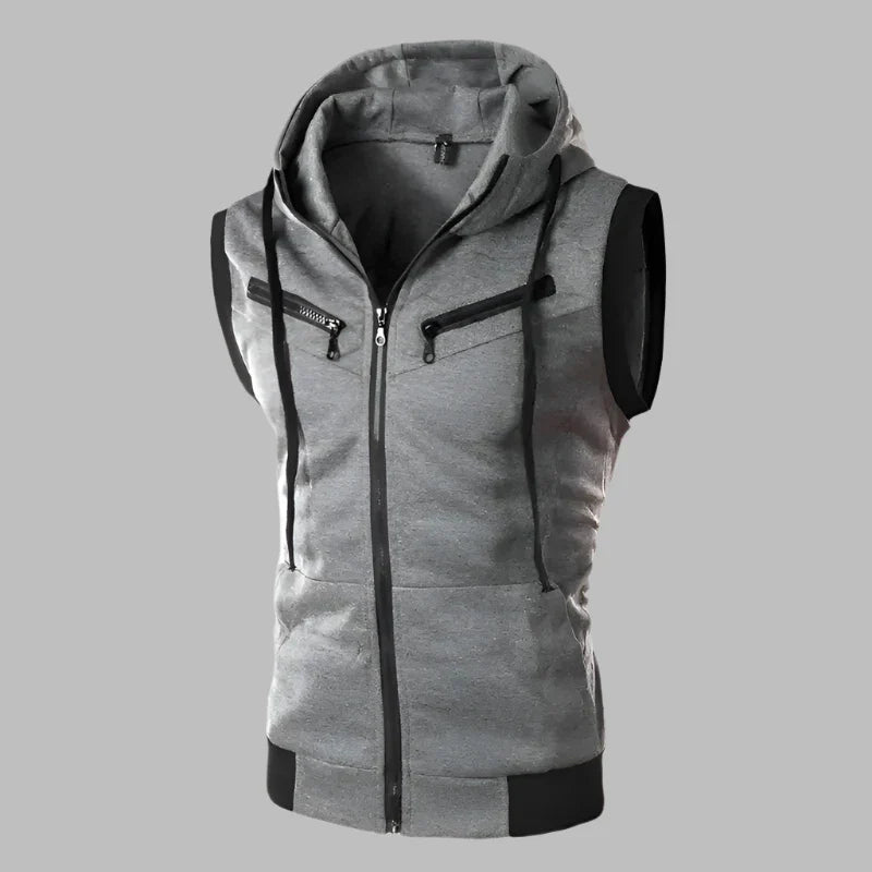 Levoire | Gilet Sans Manches Sportif Avec Capuche Pour Hommes Gris foncé