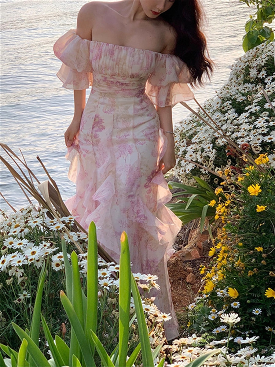 Levoire | Robe Longue Froncée À Épaules Dénudées