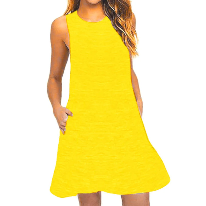 Levoire | Robe d'été casual swing pour femme Jaune
