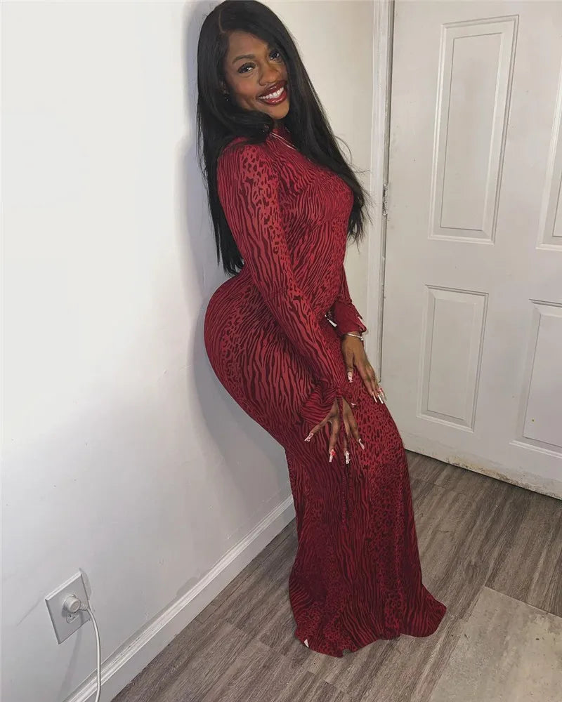 Levoire | Imprimé Léopard-Zèbre-Médium-Avec Capuche-Maxi Robe