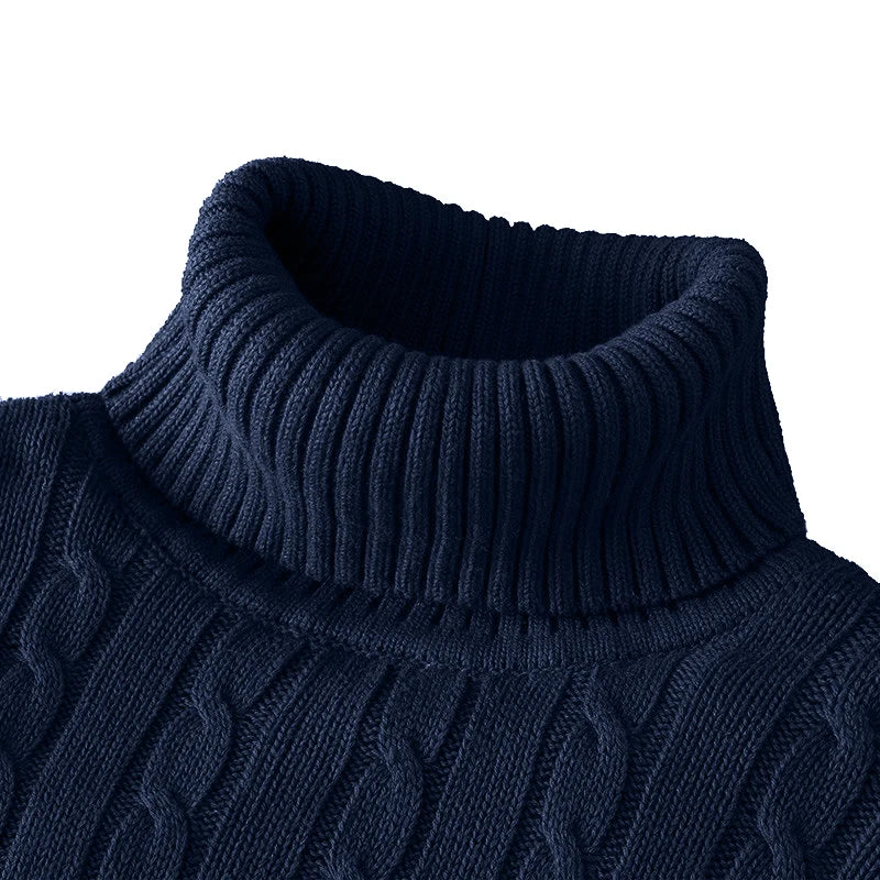 Levoire | Pull Col Roulé En Laine Pour Homme Bleu Marine