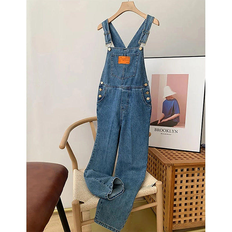 Levoire | Salopette Denim Taille Haute Coupe Droite Sininen