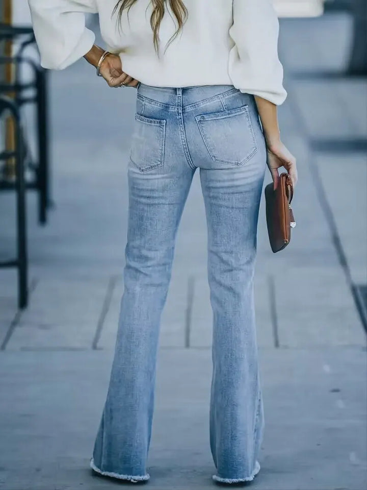 Levoire | Jeans Pour Femmes, Nouveau Jeans À Taille Haute Aminci Micro Évasé Tendance Pour Femmes