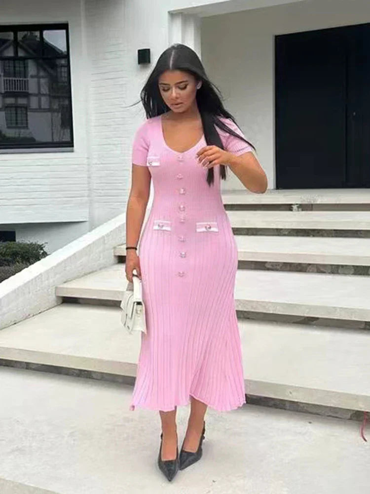 Levoire | Élégante Et Extensible Robe D'Été Pour Toutes Les Occasions Rosa