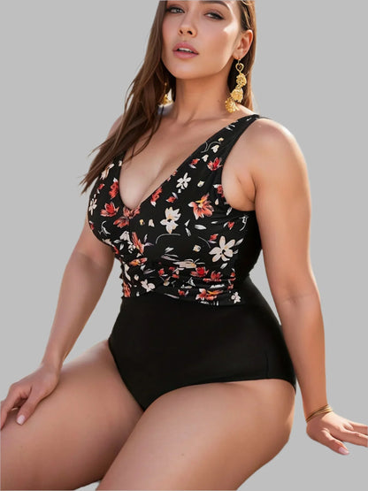Levoire | Maillot De Bain Grande Taille À Imprimé Floral Noir