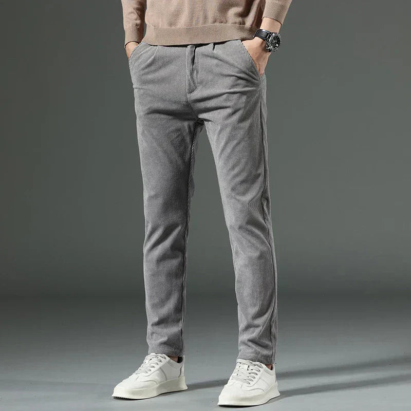 Levoire | Pantalon En Velours Côtelé Élégant Pour Hommes Gris