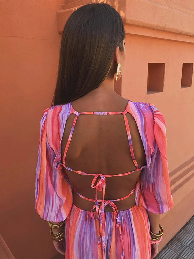Levoire | Robe Dos Nu À Lacets À Rayures
