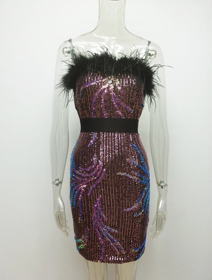 Levoire | Robe Mini En Cuir À Paillettes