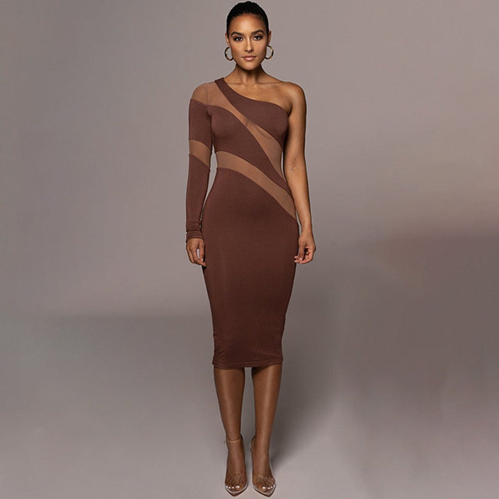 Levoire | Robe Midi Bodycon À Manches Longues En Mesh