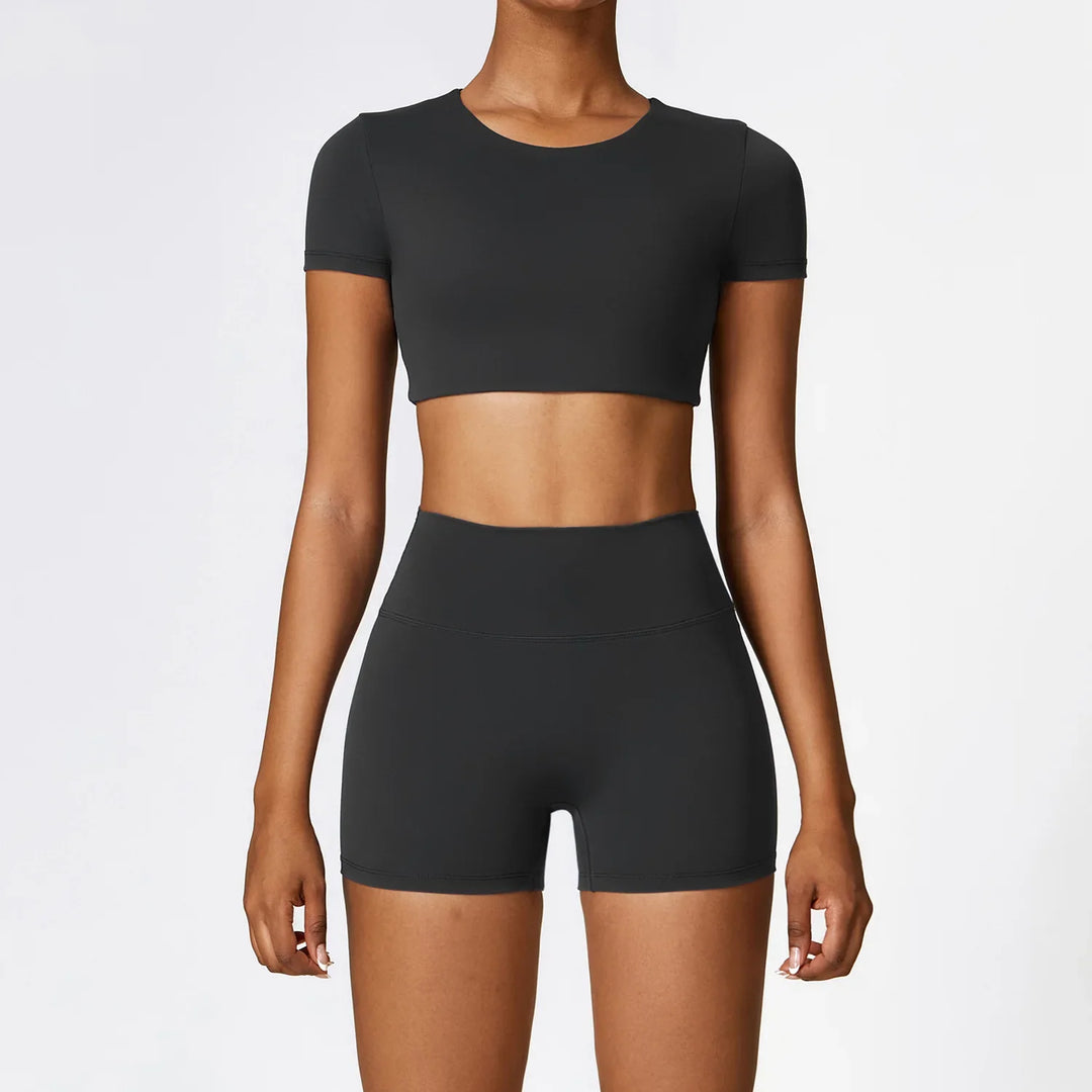 Levoire | Ensemble De Pyjama Comprenant Un Short, Des Leggings Courts Et Un Haut À Manches Courtes Noir