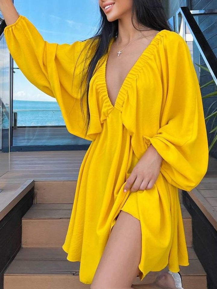 Levoire | Robe D'Été Élégante À Manches Longues Jaune