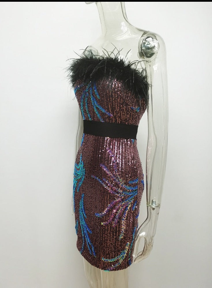 Levoire | Robe Mini En Cuir À Paillettes