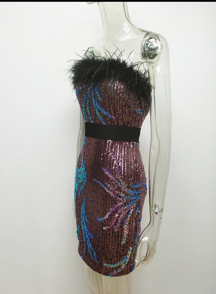 Levoire | Robe Mini En Cuir À Paillettes