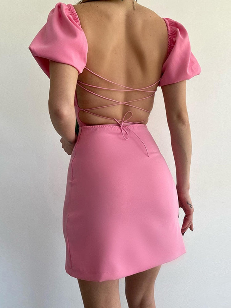 Levoire | Manchette Bouffante Ouverture Au Dos Robe Mini