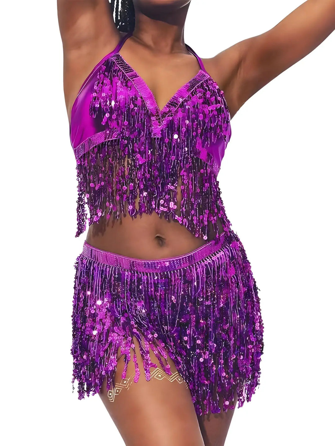 Levoire | Ensemble De Soutien-Gorge Et Ceinture À Paillettes Lilas Taille unique