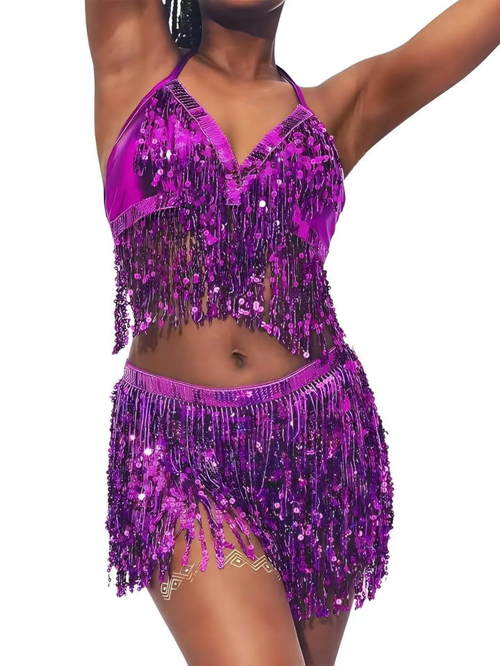 Levoire | Ensemble De Soutien-Gorge Et Ceinture À Paillettes Lilas Taille unique